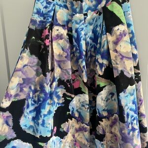 Eliza J Blue and Purple Floral A-Line Skirt